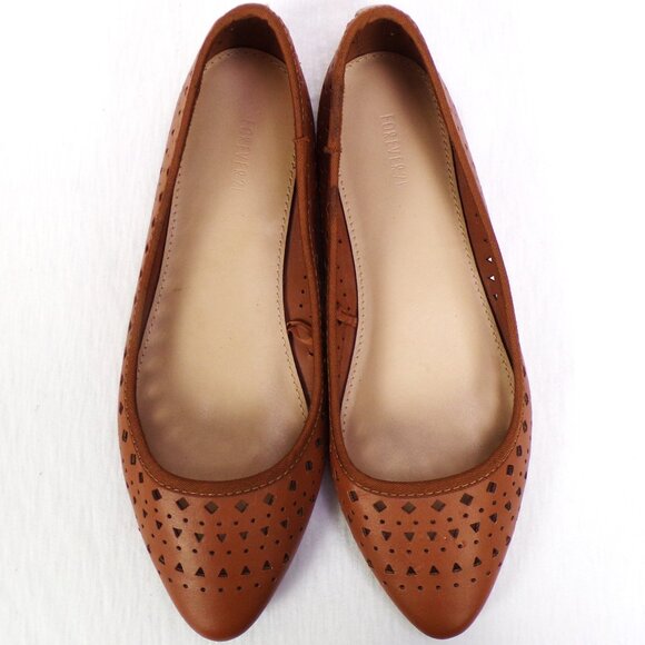 FOREVER 21 size 5.5 light-cognac almond-toe ballet flats all synthetic materials - Picture 11 of 16